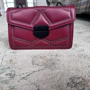 Studded Burgundy Crossbody Bag - Women
